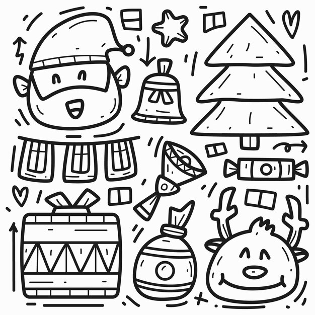 Desenho de colorir desenhos animados de natal desenhado à mão