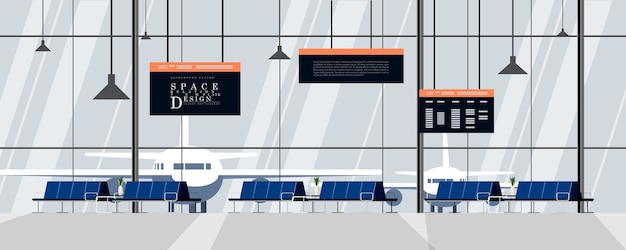 Vetor desenho de design de interiores do espaço do aeroporto, design de elemento de viagem