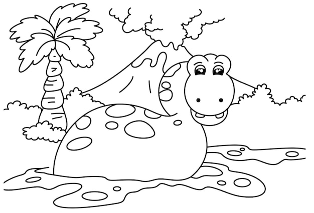 Desenho de dino bonito para colorir ou livro para crianças