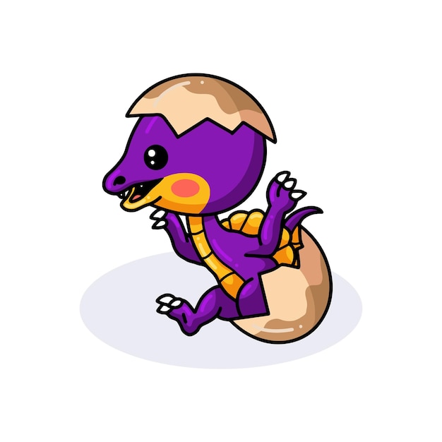 Desenho de dinossauro roxo fofinho saindo do ovo