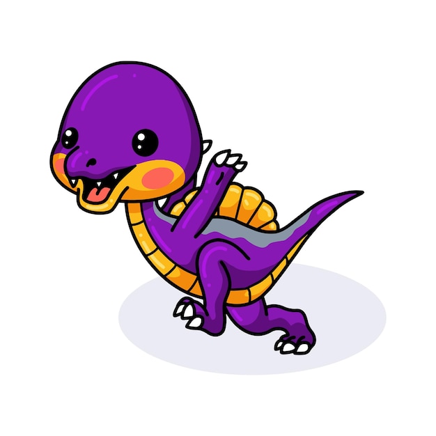 Vetor desenho de dinossauro roxo fofo correndo