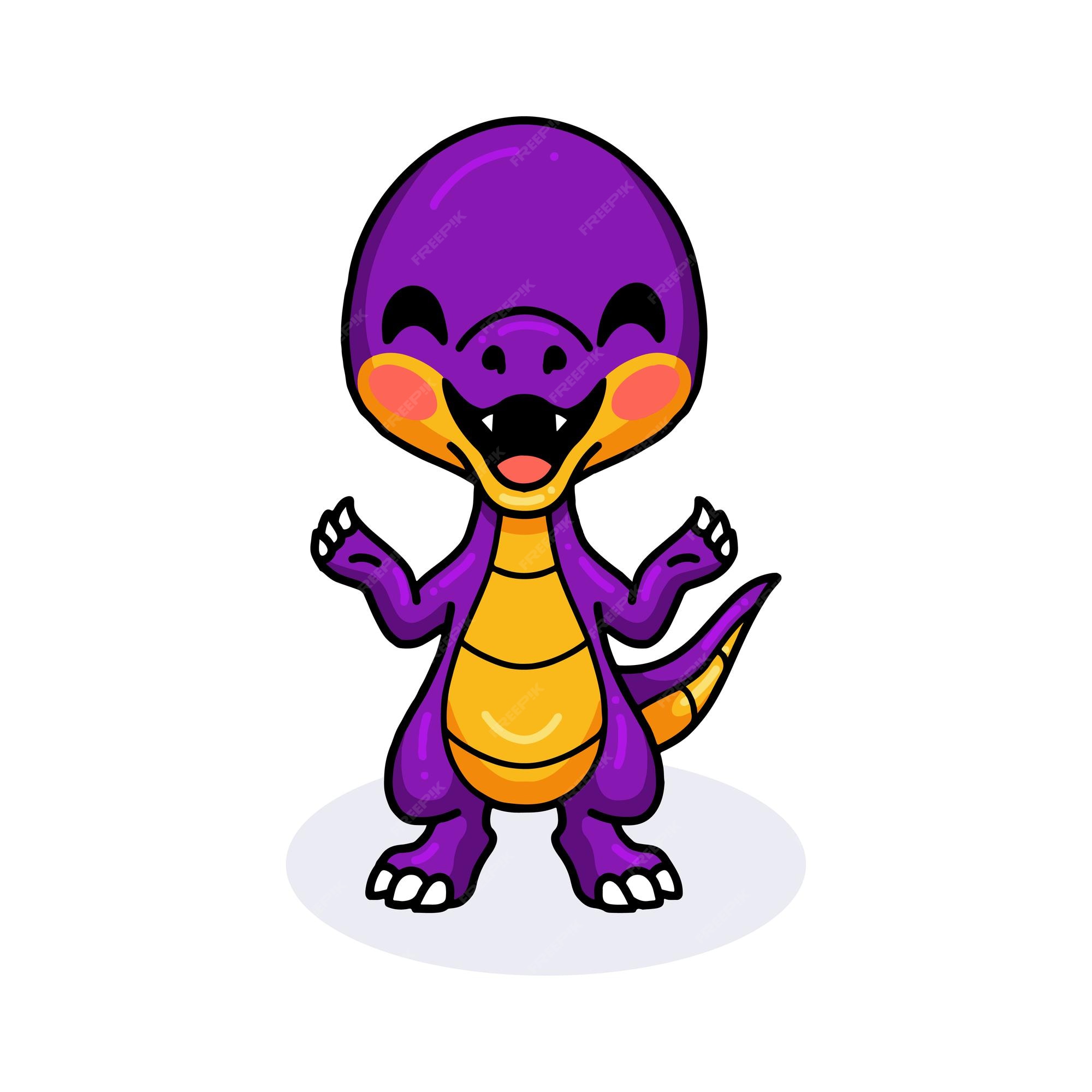 Desenho de dinossauro roxo fofo em pé