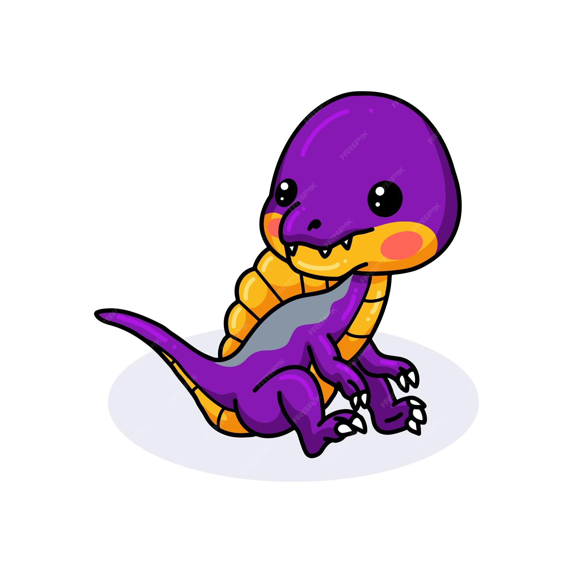 Desenho de dinossauro roxo fofo