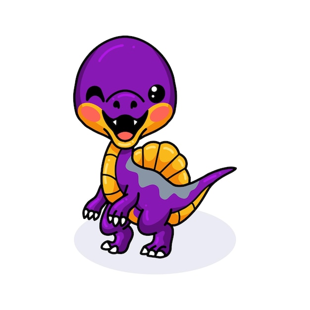 Vetor desenho de dinossauro roxo fofo