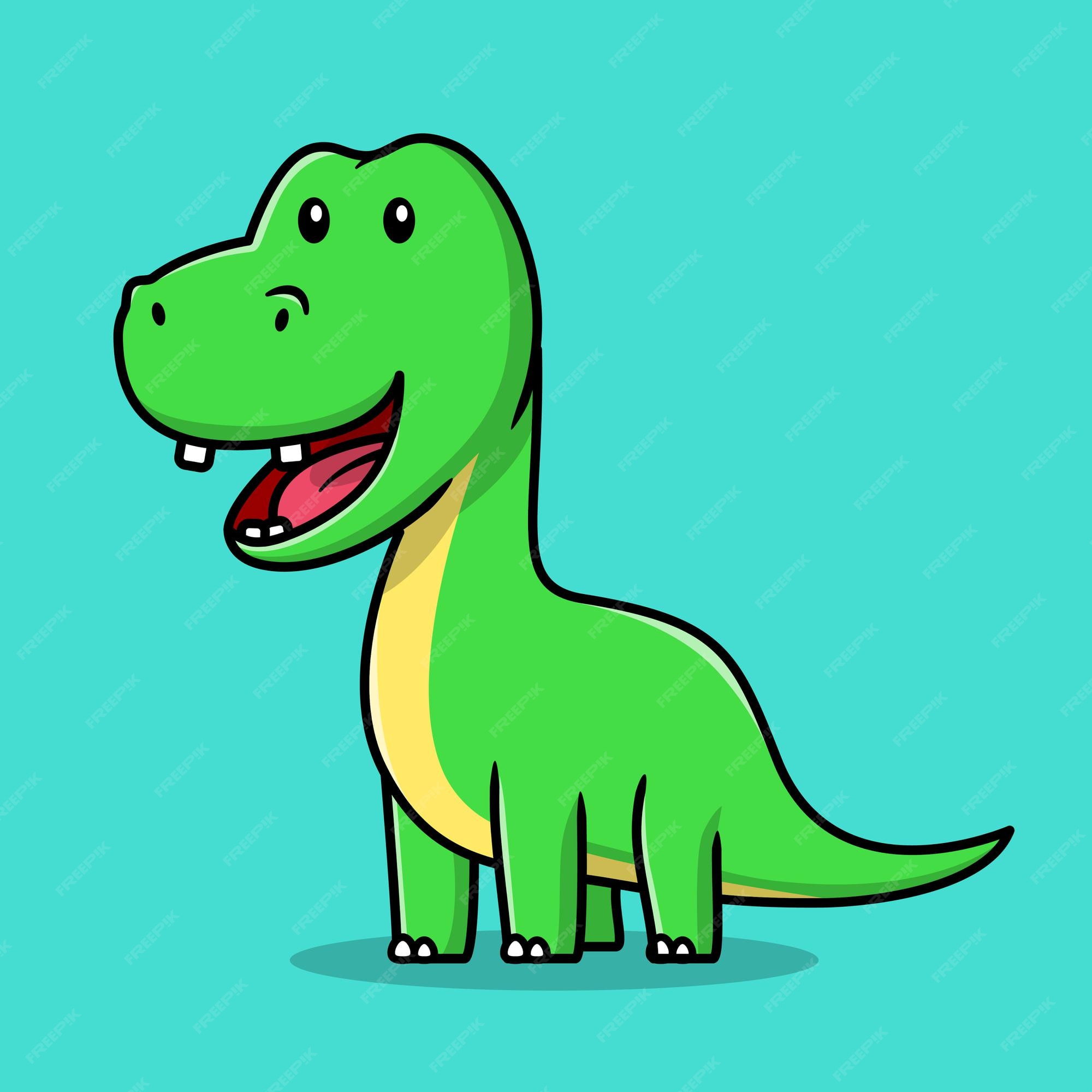 Adesivo de personagem de desenho animado de dinossauro verde fofo 3467713  Vetor no Vecteezy