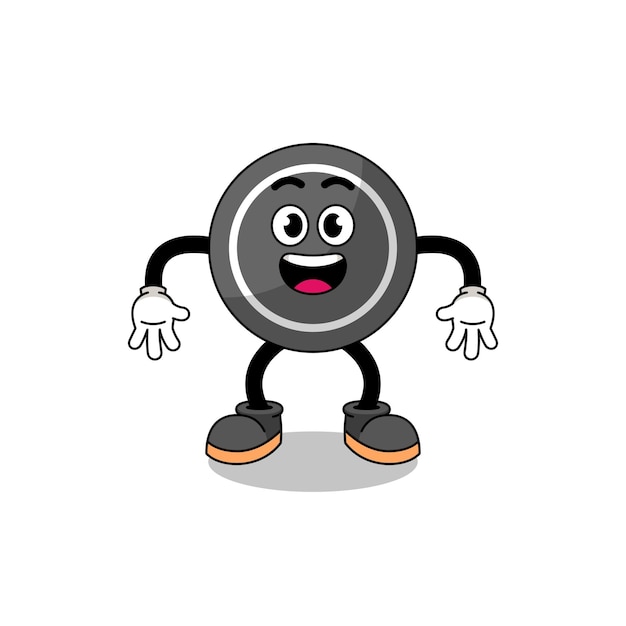 Desenho de disco de hóquei com design de personagem de gesto surpreso