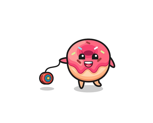 Desenho de donut fofo jogando um ioiô