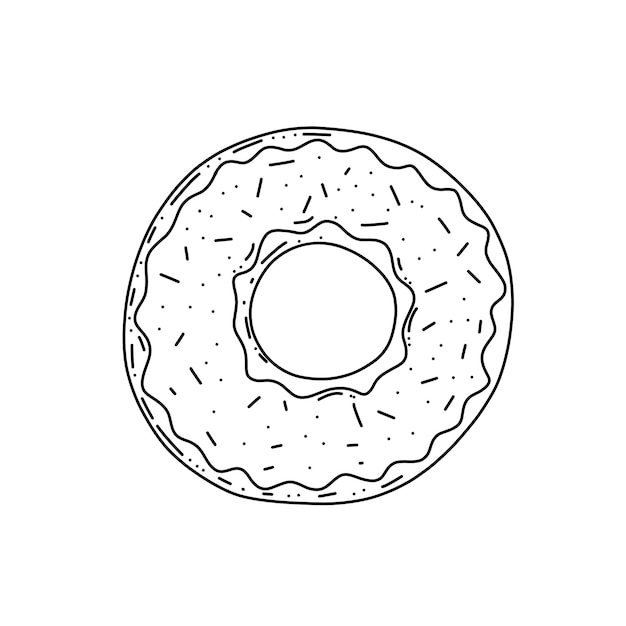 Desenho de donut isolado no fundo branco design para design de menu de restaurante