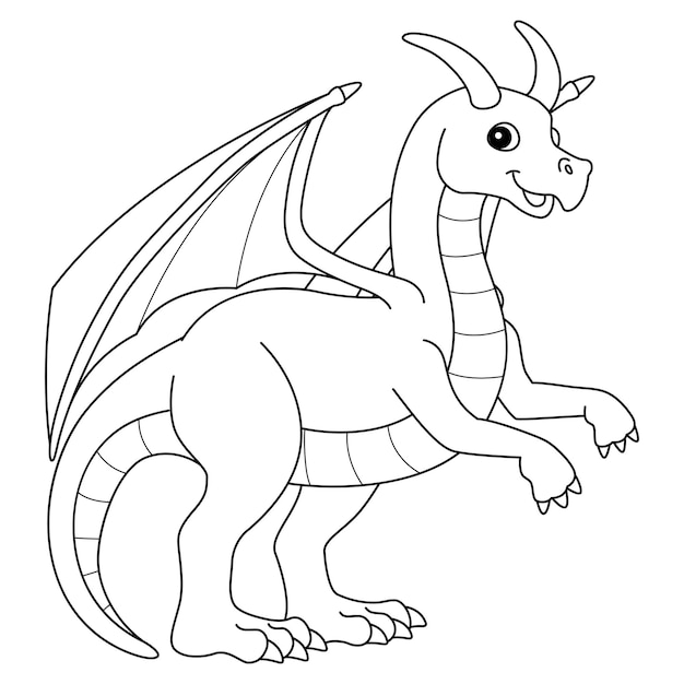 Desenho de Dragão Animal Isolado para Colorir para Crianças