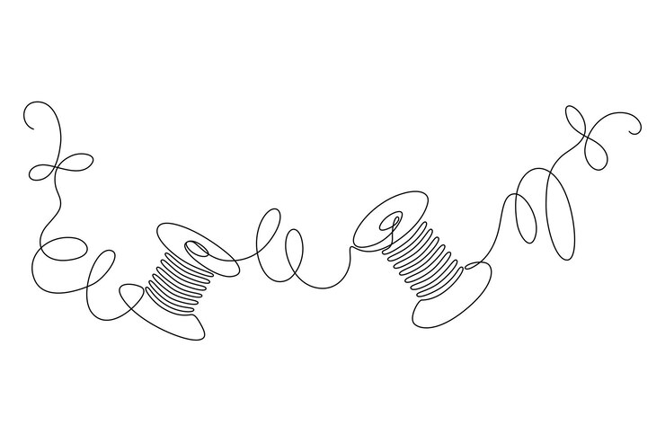 Vetor desenho de duas bobinas com fios é linear contínuo silhueta linear contorno editável