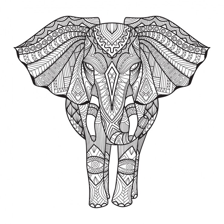 Vetor desenho de elefante desenhado