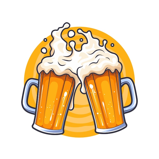 Desenho de emblema de pints de cerveja com salpico de espuma