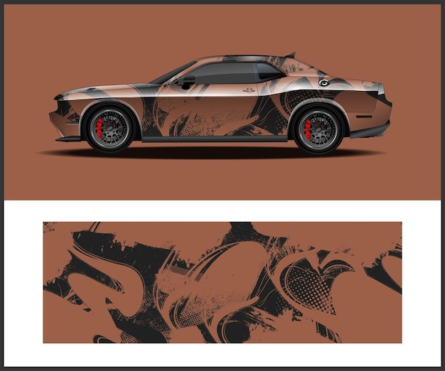 Desenho de envoltura de carro de fundo vetorial para van