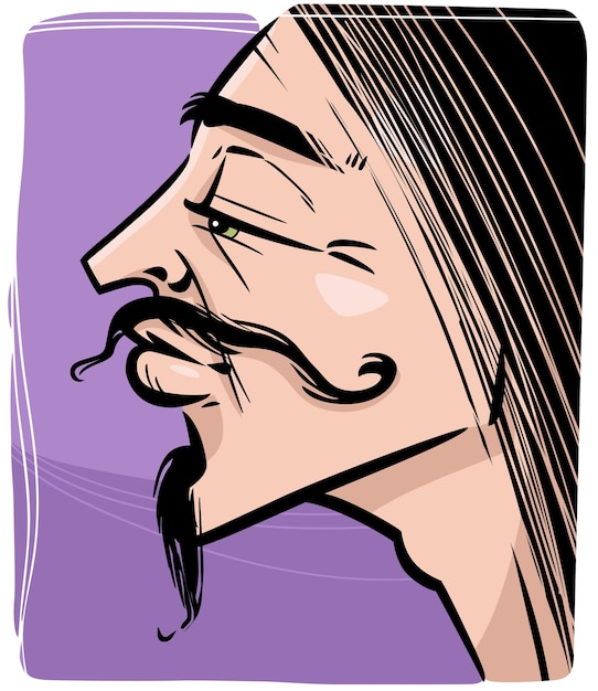 Vetor desenho de esboço ilustração de jovem vintage com barba e bigode ou mosqueteiro