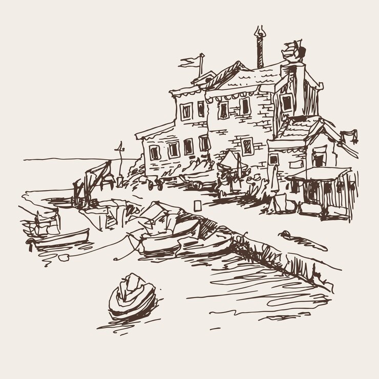 Vetor desenho de esboço original do histórico forte petrovac montenegro, ilustração do vetor de viagens.