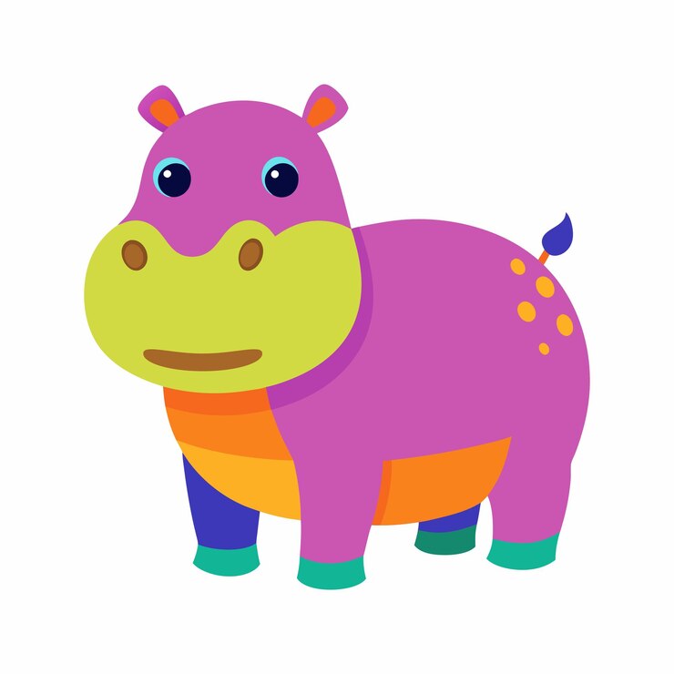 Vetor desenho de estilo de ilustração vetorial de cores de hipopótamo