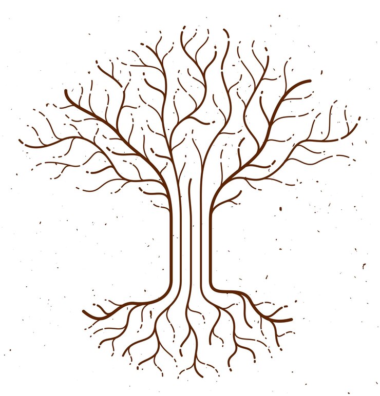 Vetor desenho de estilo linear de árvore bonita logotipo ou ícone desenho perfeito