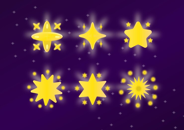 Vetor desenho de estrelas definido em imagem vetorial escura