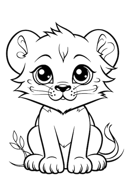 Desenho de Leão para Colorir - Leão Adulto e filhotes
