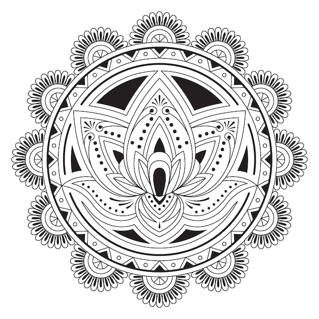 Vetor desenho de flor de lótus mandala desenhada à mão