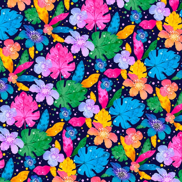 Vetor desenho de flores tropicais coloridas desenhadas à mão