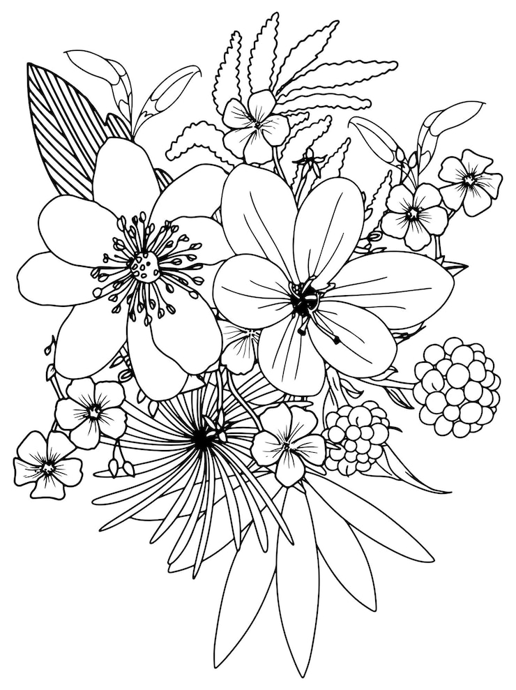 desenho de flores vetoriais abstratos para colorir