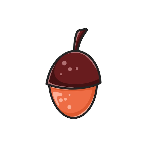 Desenho de fruta de carvalho clipart de bolota isolada ilustração vetorial noz de outono plana