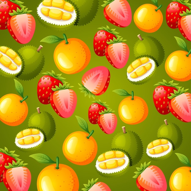 Vetor desenho de fundo com padrão de frutas frescas