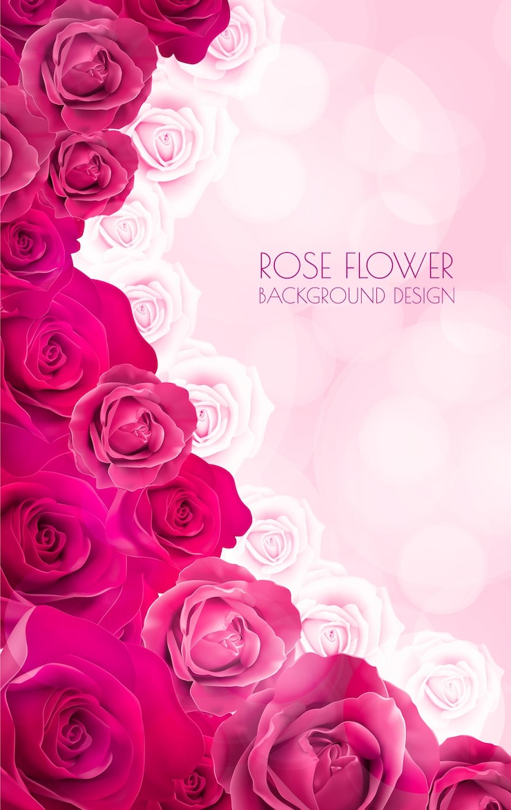 Vetor desenho de fundo de flores de rosas rosas e vermelhas