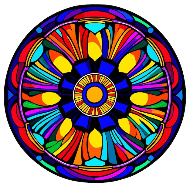 Vetor desenho de fundo de mandala colorido de moda ou ilustração vetorial de rodas