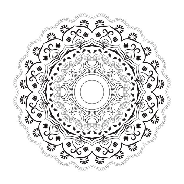 Vetor desenho de fundo de mandala e página de coloração