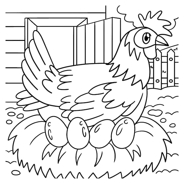 Esboço Da Página De Colorir Frango Ou Galinha Cartoon Com Pintinho  Recém-nascido. Ninho Com Ovo. Livro De Coloração Para Crianças Ilustração  do Vetor - Ilustração de animal, linha: 231734431