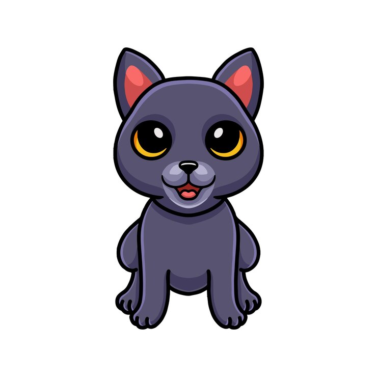 Vetor desenho de gato chartreux bonito sentado