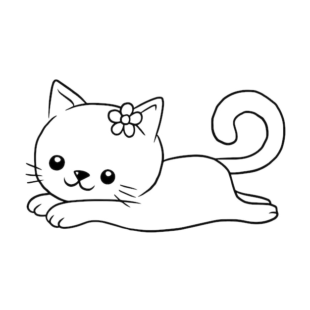 Desenho De Gato Animal Animado Doodle Kawaii Anime Página Para