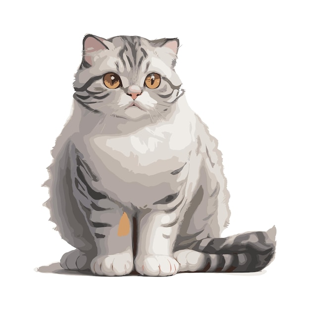 Desenho de gato dobrado escocês com características editáveis ilustração vetorial