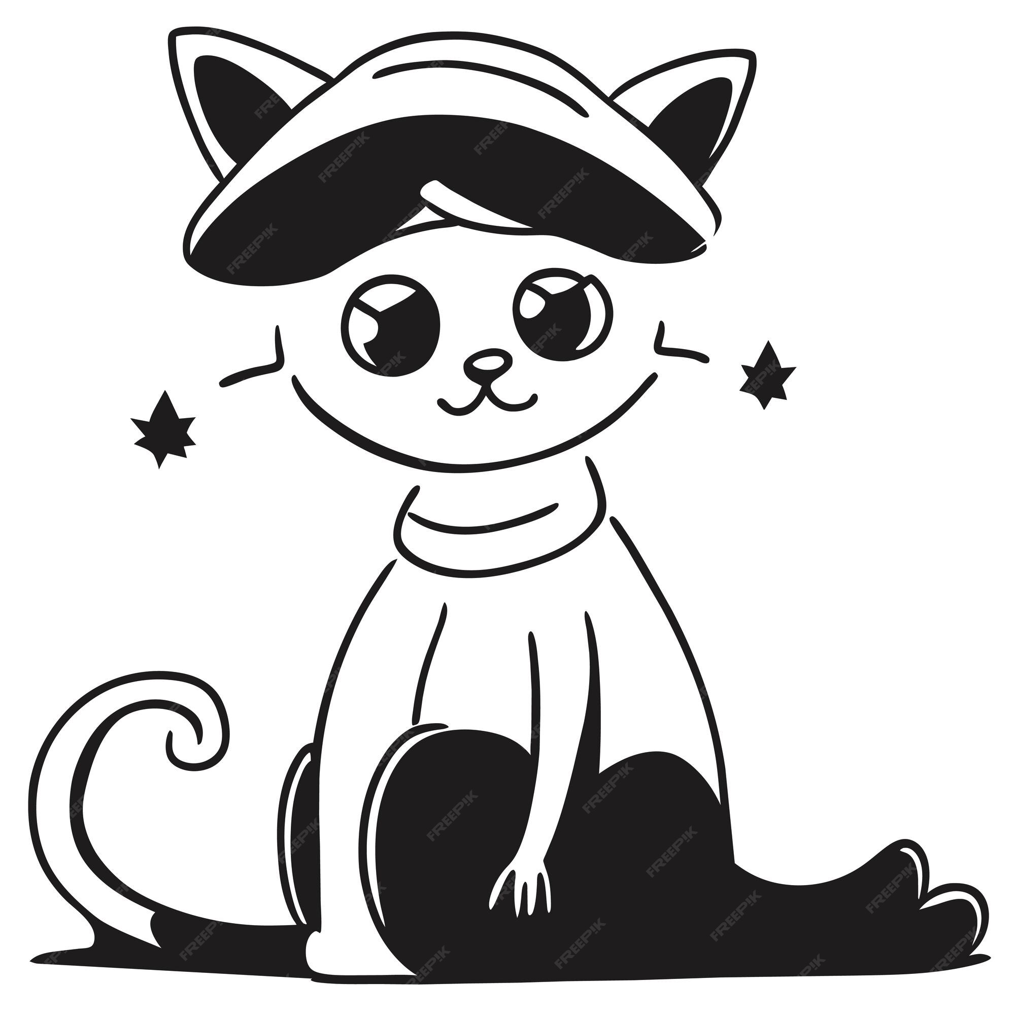 Adesivo De Gato Anime Fofo Com Chapéu PNG , Animal, Desenho