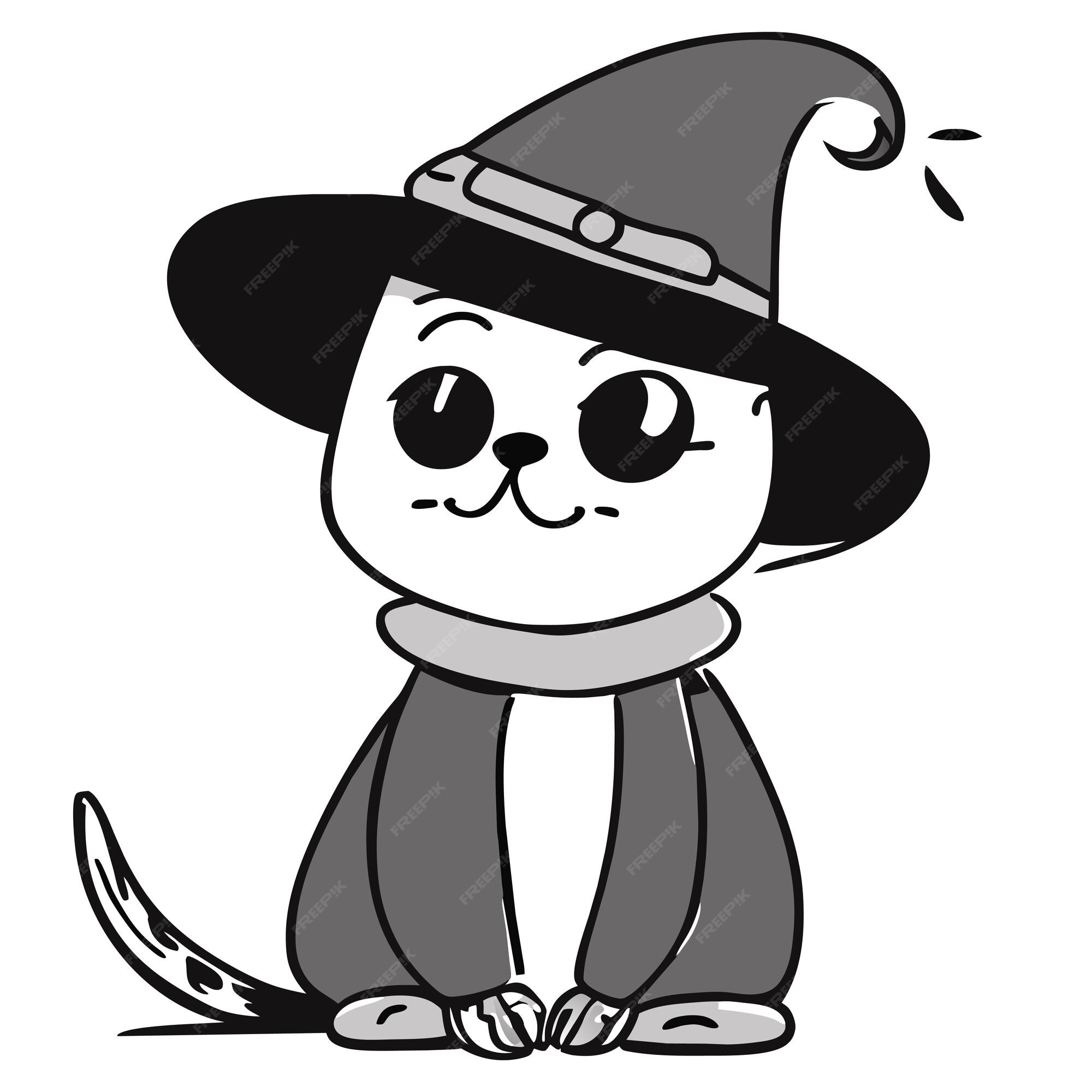 Lindo Chapéu De Bruxa De Anime E Adesivo De Gato Chibi PNG , Animal,  Desenho Animado, Adesivo Imagem PNG e PSD Para Download Gratuito