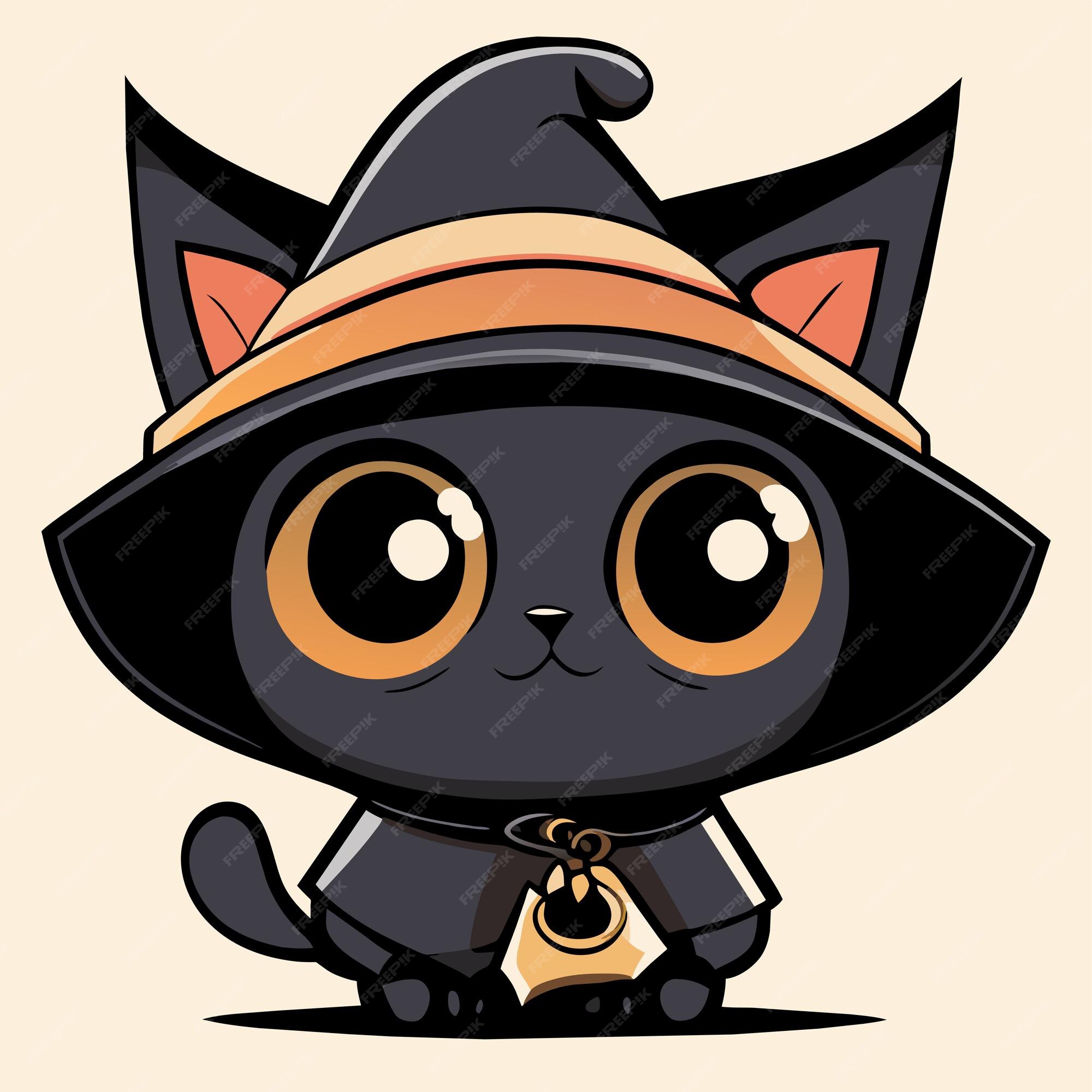 Lindo Chapéu De Bruxa De Anime E Adesivo De Gato Chibi PNG , Animal,  Desenho Animado, Adesivo Imagem PNG e PSD Para Download Gratuito