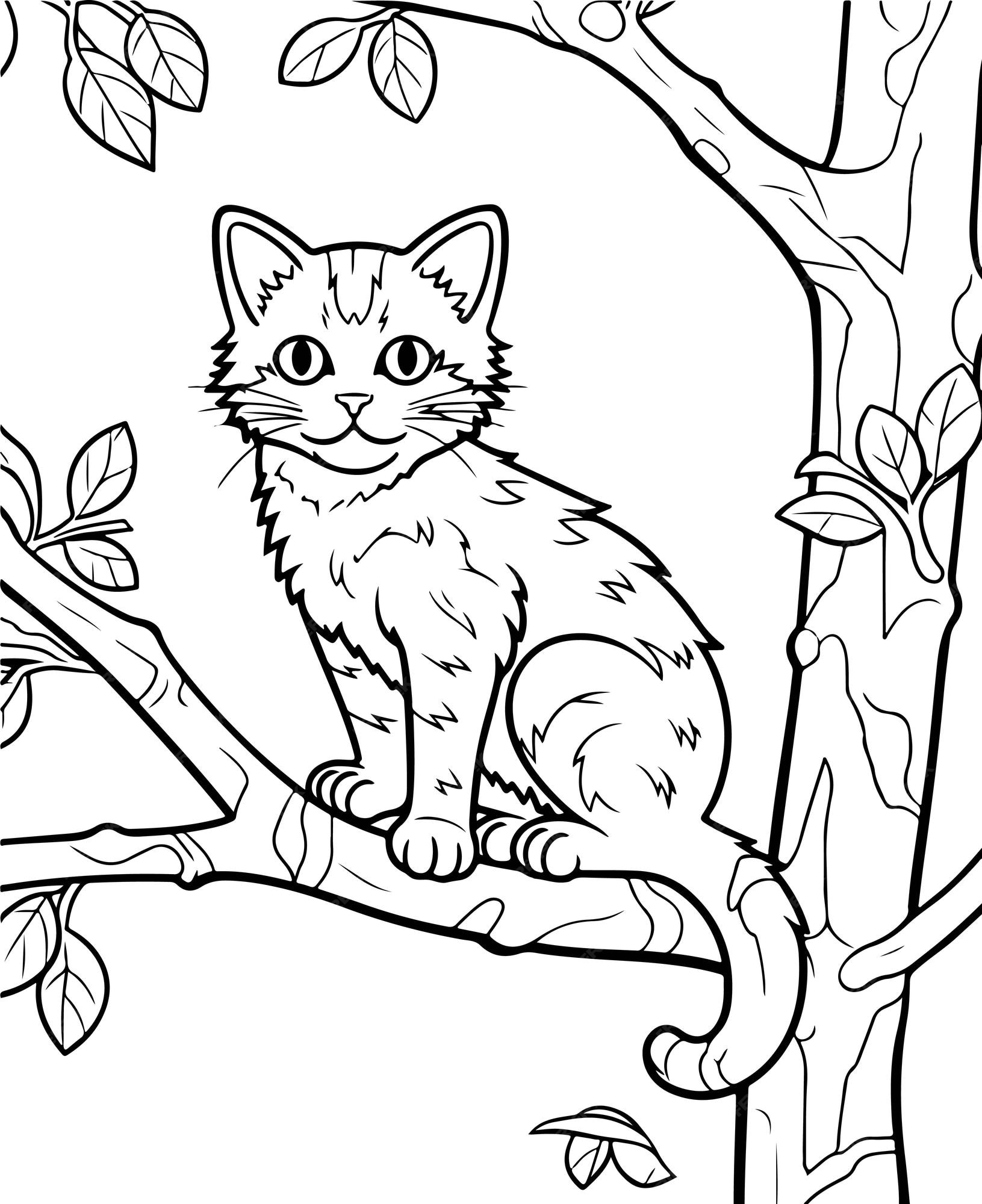 Desenho para colorir de gatos fofos no inverno · Creative Fabrica