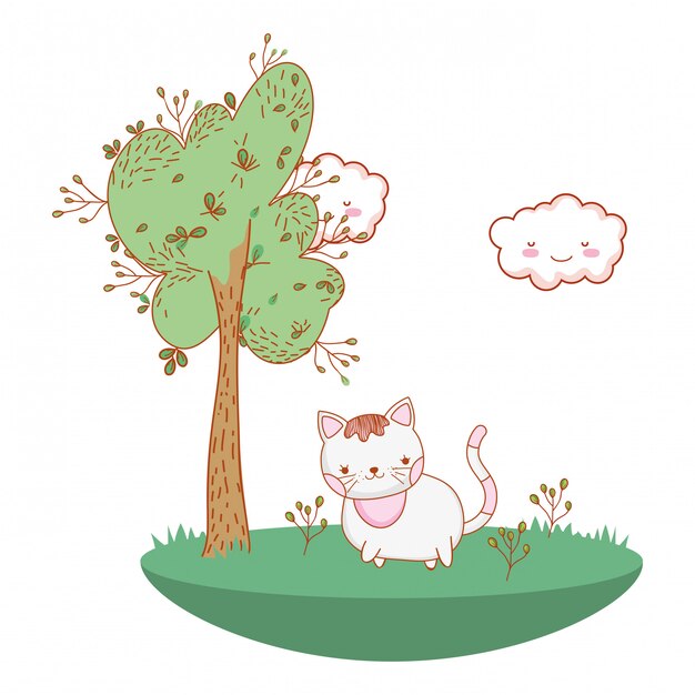 Desenho de gato gatinho ao ar livre