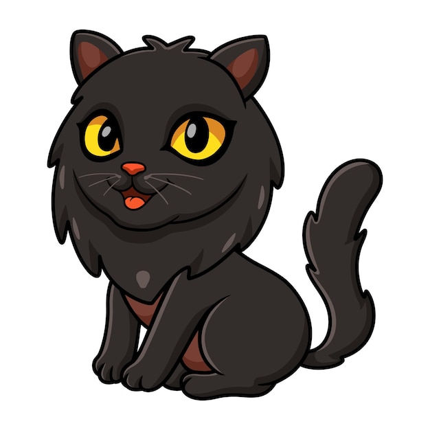 Desenho de gato persa preto bonito sentado