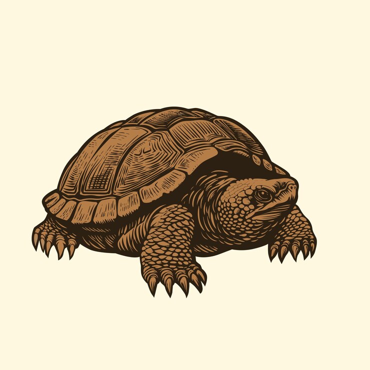 Vetor desenho de gravura de linho vintage de tartaruga
