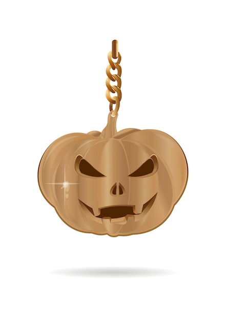 Desenho de halloween. decoração dourada em forma de lâmpada jacks. jack-o-lanterna dourada. ilustração vetorial isolada em fundo branco