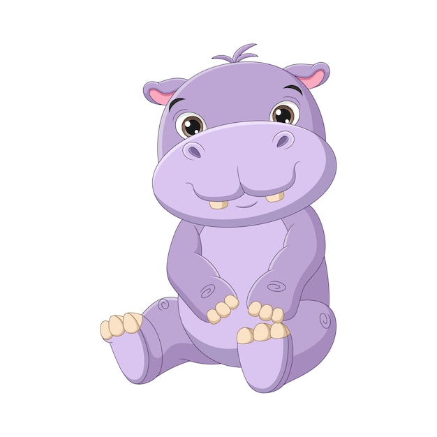 Desenho de hipopótamo bebê fofo isolado no branco