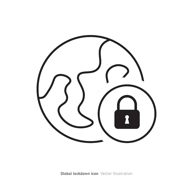 Vetor desenho de ícone de bloqueio global ilustração vetorial de símbolo bloqueado do globo