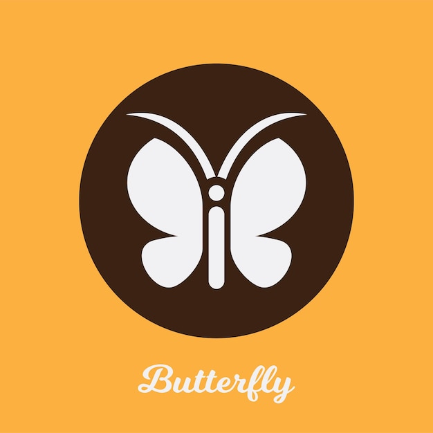 Desenho de ícone de borboleta plana, elemento de símbolo de logotipo