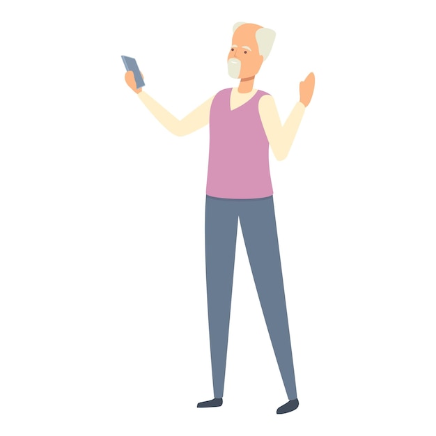 Vetor desenho de ícone de chamada de smartphone sênior vetor telefone móvel de pessoa idosa