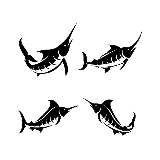 Vetor desenho de ícone de logotipo de silhueta de peixe marlin