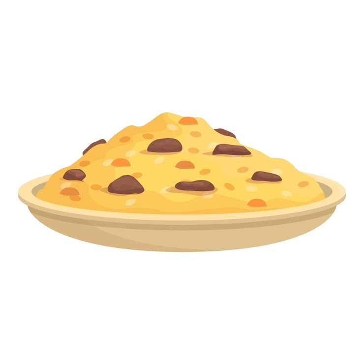 Vetor desenho de ícone de pilaf tradicional vetor prato comida árabe frito