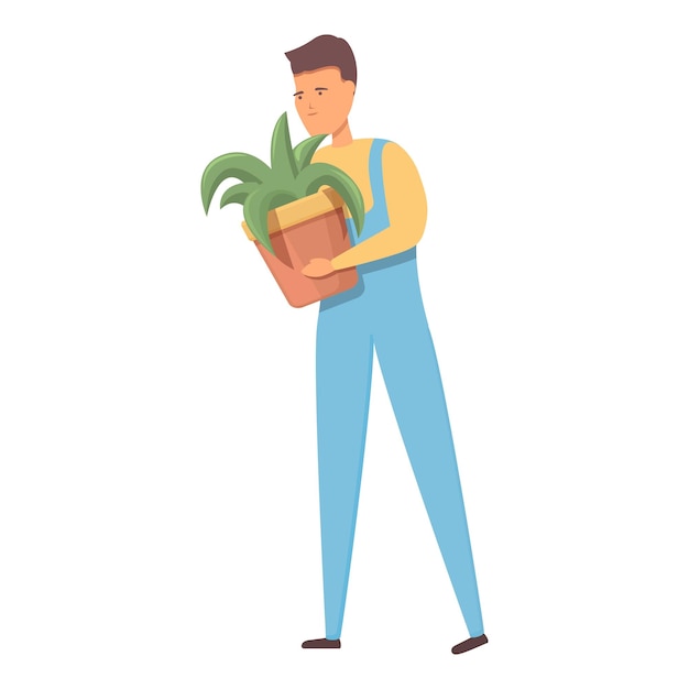 Desenho de ícone de realocação de vaso de planta vetor mudança de casa armazenamento de pessoas